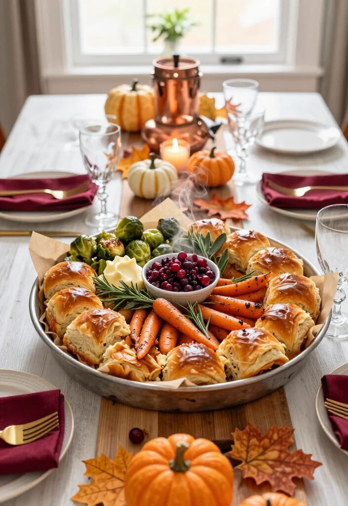 19 Dollar Tree Thanksgiving Table Setting Ideas That Look Shockingly Expensive (Guests Will Never Guess the Cost!) - 18. Turn a Baking Sheet Into a Serving Tray 1