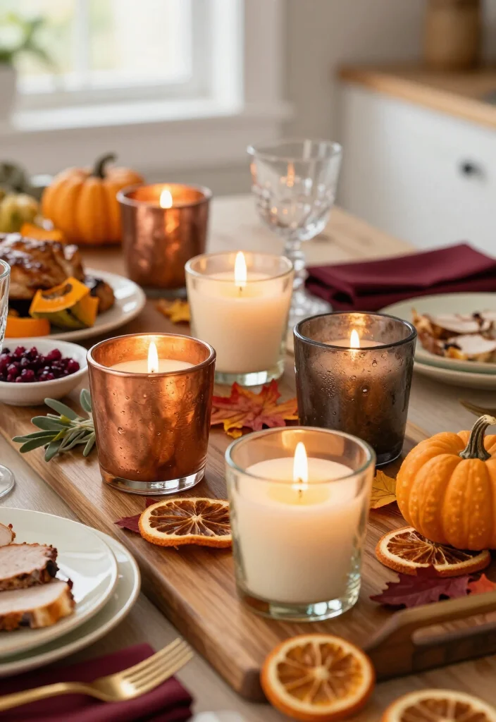 19 Dollar Tree Thanksgiving Table Setting Ideas That Look Shockingly Expensive (Guests Will Never Guess the Cost!) - 7. Paint Clear Glass Candleholders in Soft Metallic Tones 1