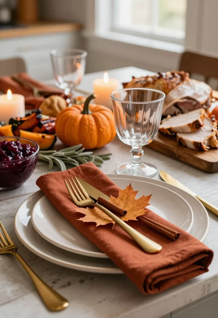 19 Dollar Tree Thanksgiving Table Setting Ideas That Look Shockingly Expensive (Guests Will Never Guess the Cost!) - 8. Fold Napkins Into Simple Leaf Fans 1