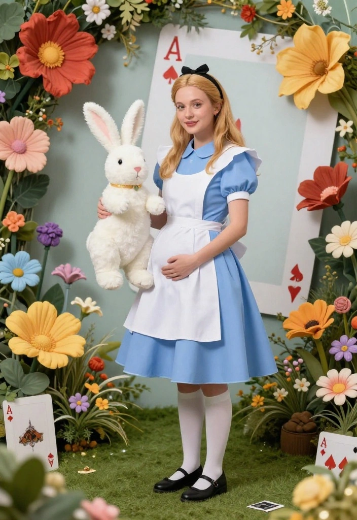 19 Genius Pregnant Halloween Costume Ideas That Will Make You the Star of the Night! - 12. Alice in Wonderland 1
