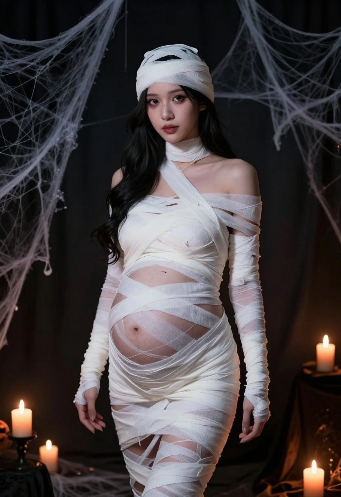 19 Genius Pregnant Halloween Costume Ideas That Will Make You the Star of the Night! - 2. Mummy in the Making 1