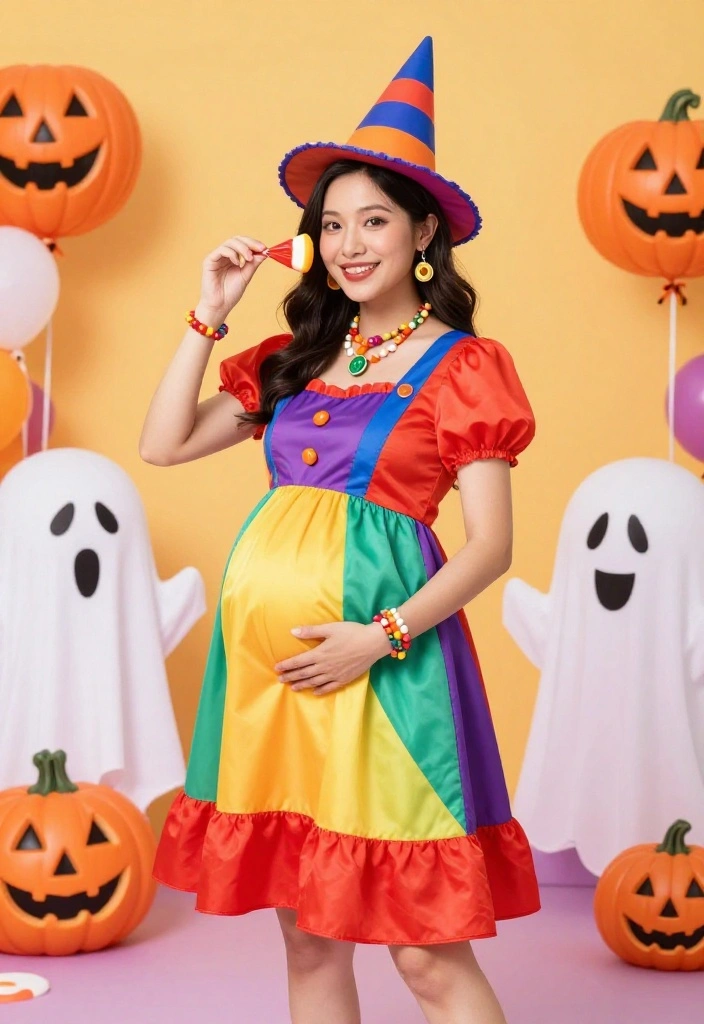 19 Genius Pregnant Halloween Costume Ideas That Will Make You the Star of the Night! - 5. Candy Corn Delight 1