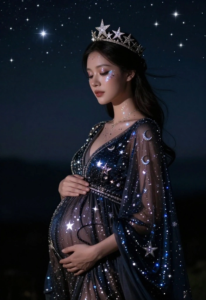 19 Genius Pregnant Halloween Costume Ideas That Will Make You the Star of the Night! - 8. Starry Night 1