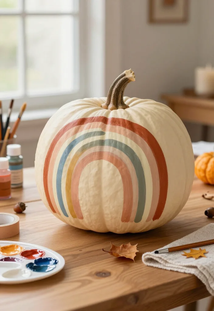 19 Brilliant Hand-Painted Pumpkin Ideas So Easy, Even Beginners Can Create Stunning Fall Decor! 43 19 Hand-Painted Pumpkin Ideas So Easy, Even Beginners Can Create Stunning Fall Decor! - 10. Rainbow Arch Pumpkins 1