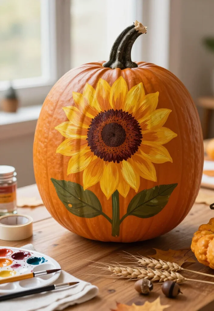 19 Brilliant Hand-Painted Pumpkin Ideas So Easy, Even Beginners Can Create Stunning Fall Decor! 44 19 Hand-Painted Pumpkin Ideas So Easy, Even Beginners Can Create Stunning Fall Decor! - 11. Sunny Sunflower Pumpkins 1