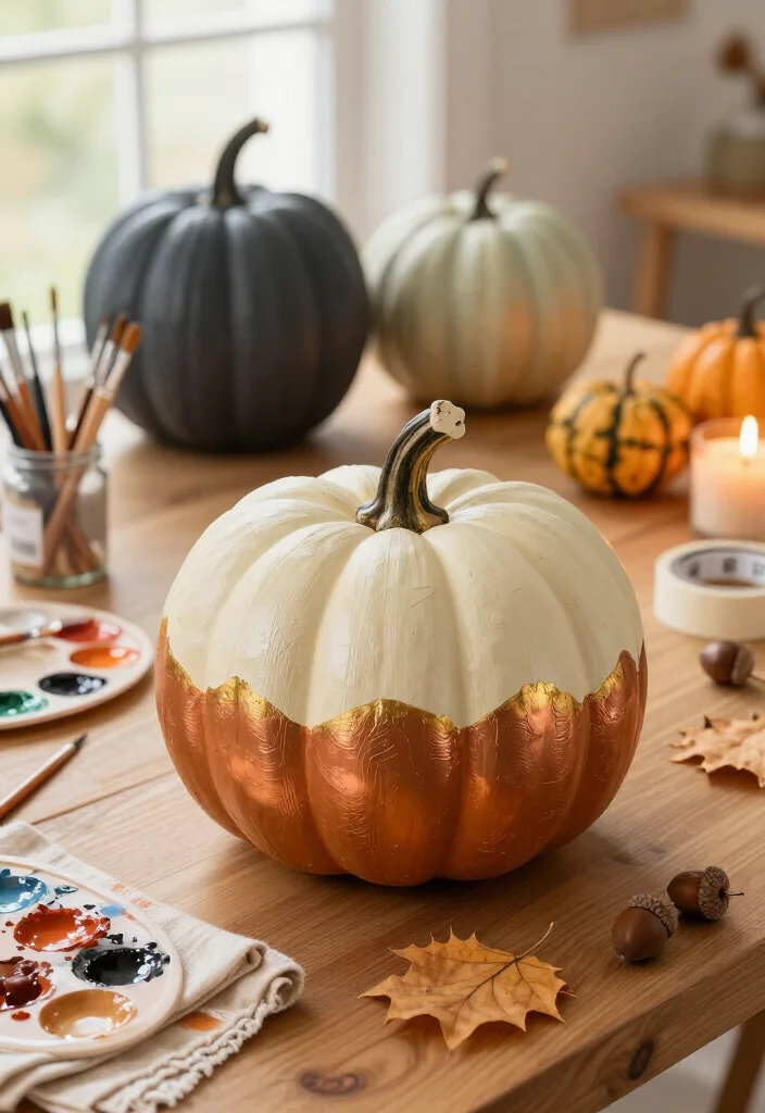 19 Brilliant Hand-Painted Pumpkin Ideas So Easy, Even Beginners Can Create Stunning Fall Decor! 72 19 Hand-Painted Pumpkin Ideas So Easy, Even Beginners Can Create Stunning Fall Decor! - 18. Gold-Dipped Pumpkin Bases 1