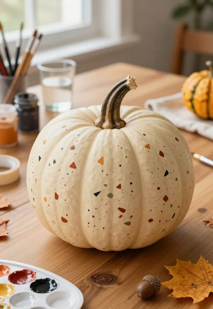19 Brilliant Hand-Painted Pumpkin Ideas So Easy, Even Beginners Can Create Stunning Fall Decor! 18 19 Hand-Painted Pumpkin Ideas So Easy, Even Beginners Can Create Stunning Fall Decor! - 7. Playful Terrazzo Speckle Pumpkins 1
