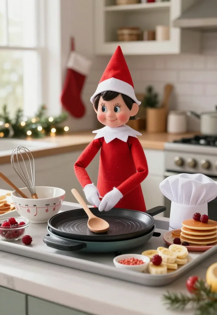 19 Hilarious Elf on the Shelf Ideas for Older Kids That Are Actually Cool (Your Tweens Will Be Obsessed with #7!) - 12. Catch the Elf Making Midnight Pancakes 1