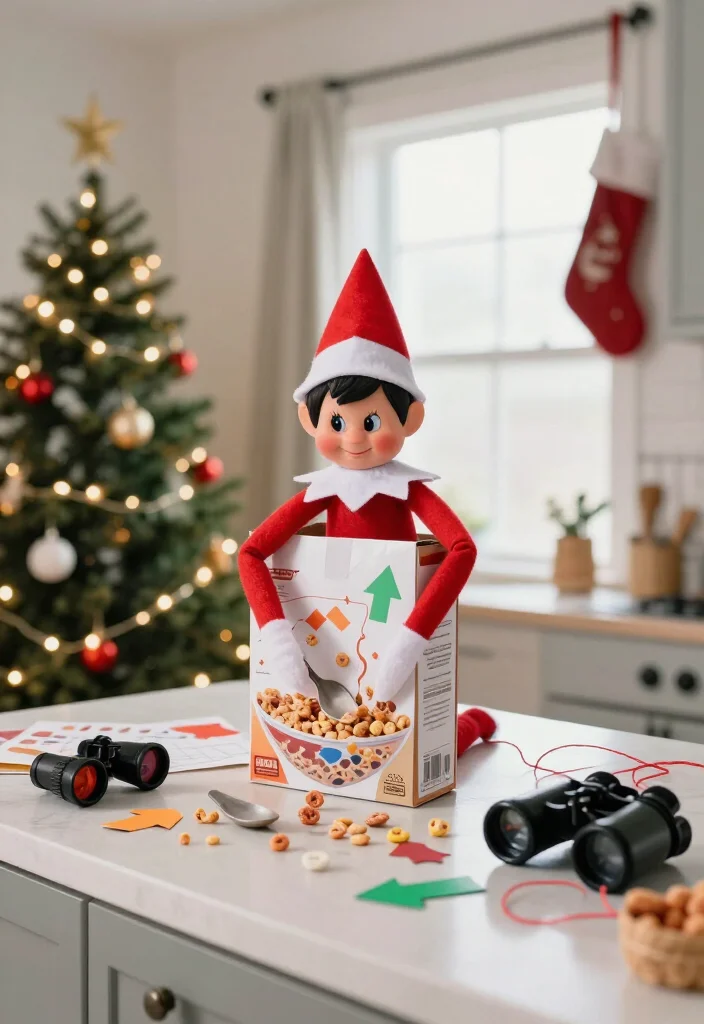 19 Hilarious Elf on the Shelf Ideas for Older Kids That Are Actually Cool (Your Tweens Will Be Obsessed with #7!) - 3. Stage a Cereal Box Escape Mission 1
