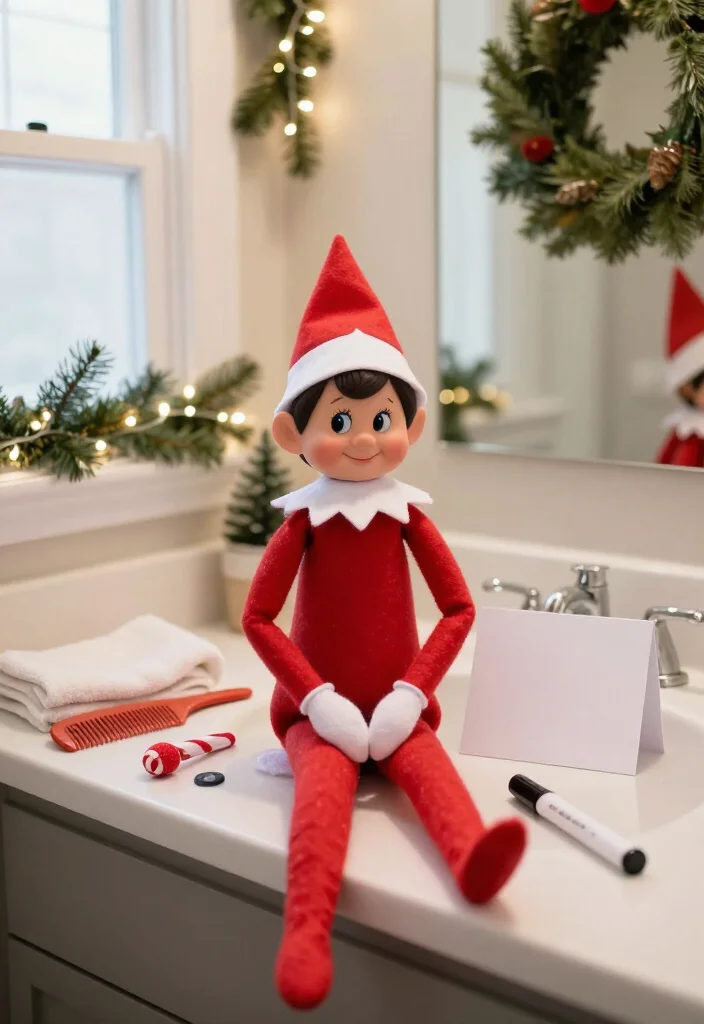 19 Hilarious Elf on the Shelf Ideas for Older Kids That Are Actually Cool (Your Tweens Will Be Obsessed with #7!) - 5. Let the Elf Roast the Bathroom Mirror—Gently 1
