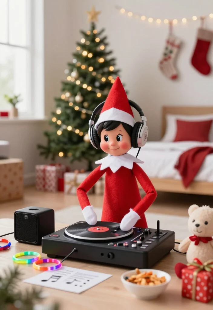 19 Hilarious Elf on the Shelf Ideas for Older Kids That Are Actually Cool (Your Tweens Will Be Obsessed with #7!) - 7. Make the Elf a Dramatic Bedroom DJ 1