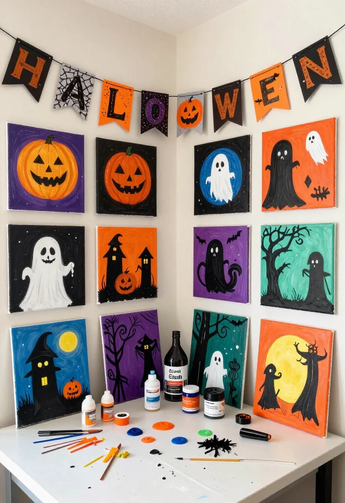 19 Inexpensive Halloween Decor Ideas Under $50 That Will Transform Your Home into a Spooktacular Wonderland! - 10. DIY Halloween Art: Unleash Your Inner Artist 1