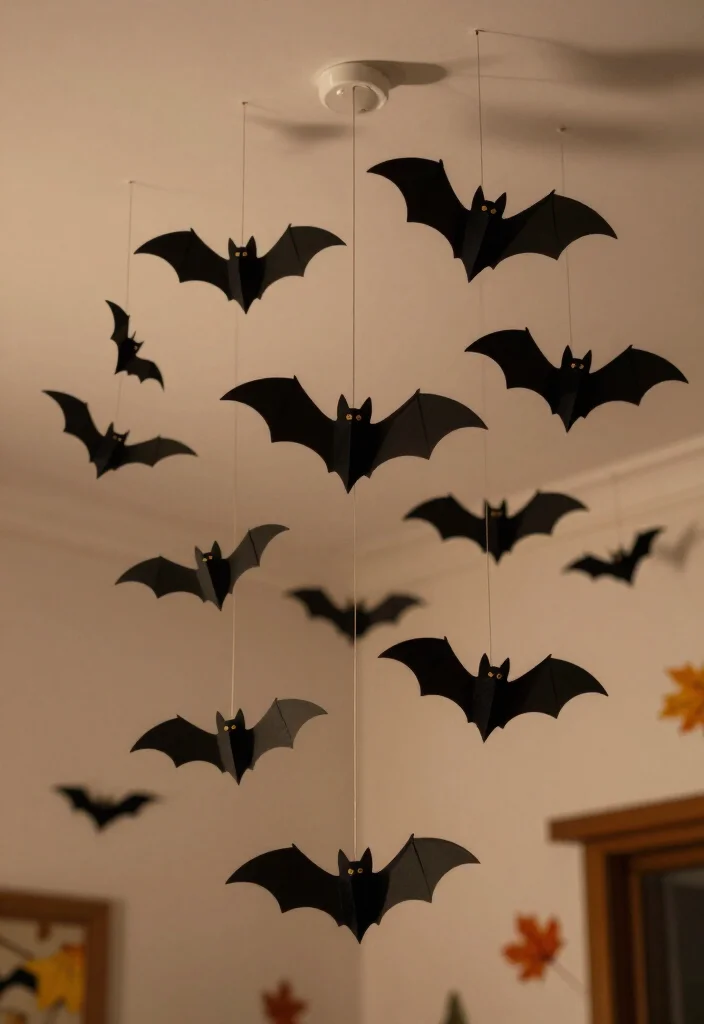 19 Inexpensive Halloween Decor Ideas Under $50 That Will Transform Your Home into a Spooktacular Wonderland! - 13. Hanging Bats: A Spooky Ceiling Surprise 1