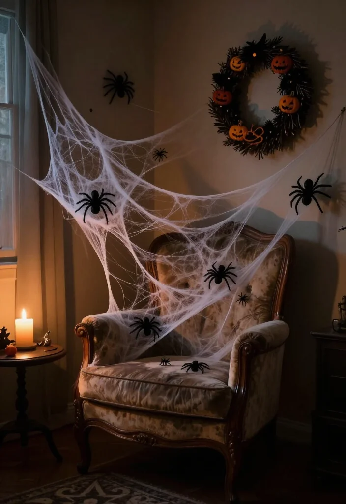 19 Inexpensive Halloween Decor Ideas Under $50 That Will Transform Your Home into a Spooktacular Wonderland! - 3. Cobweb Creations: Spooky Yet Stylish 1