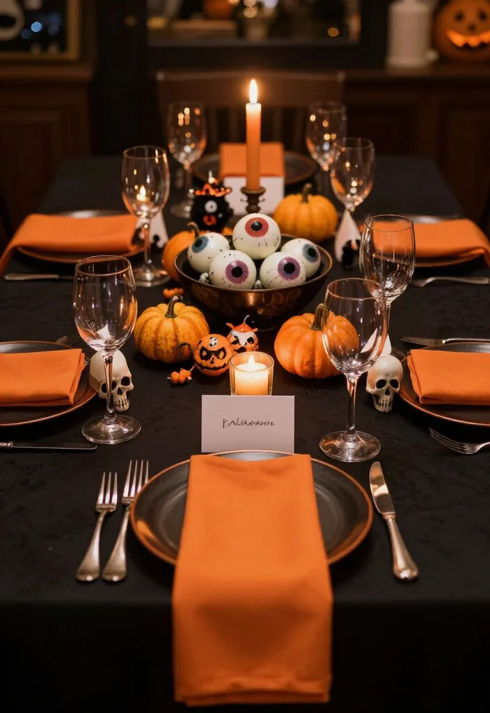 19 Inexpensive Halloween Decor Ideas Under $50 That Will Transform Your Home into a Spooktacular Wonderland! - 7. Spooky Table Settings: Host a Haunting Dinner 1