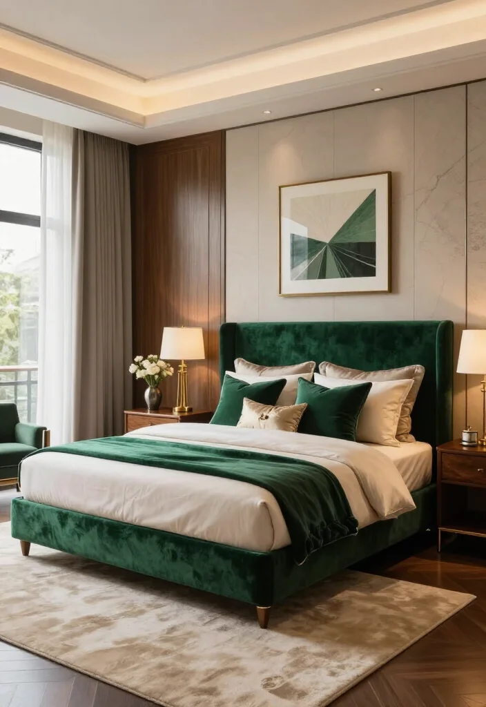 19 Luxurious Master Bedroom Ideas That Look Straight Out of a 5-Star Hotel 4 19 Luxurious Master Bedroom Ideas That Look Straight Out of a 5-Star Hotel - 3. Use a Deep Jewel-Tone Palette for Instant Glamour 1