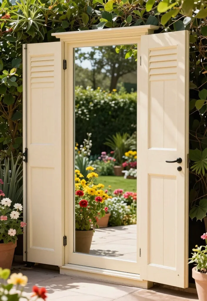 19 Old Shutter Outdoor Decor Ideas That'll Transform Your Space into a Charming Retreat! - 13. Shutter Outdoor Mirror 1