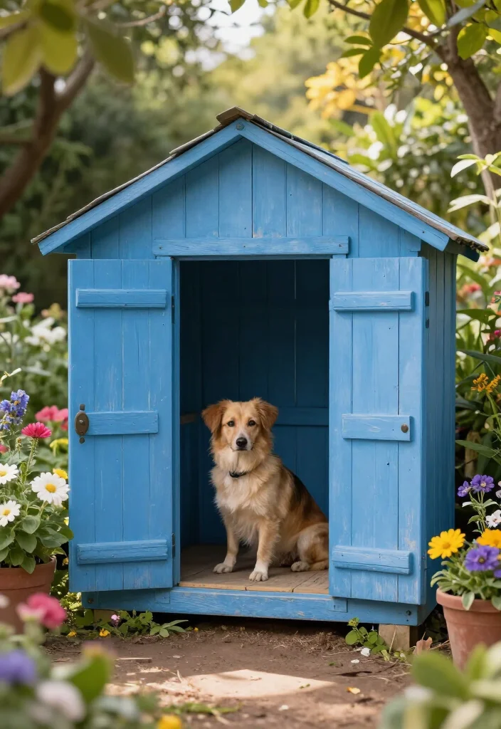 19 Old Shutter Outdoor Decor Ideas That'll Transform Your Space into a Charming Retreat! - 15. Shutter Pet Shelter 1