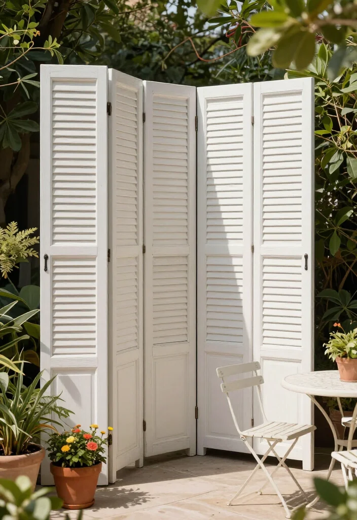 19 Old Shutter Outdoor Decor Ideas That'll Transform Your Space into a Charming Retreat! - 3. Shutter Privacy Screens 1
