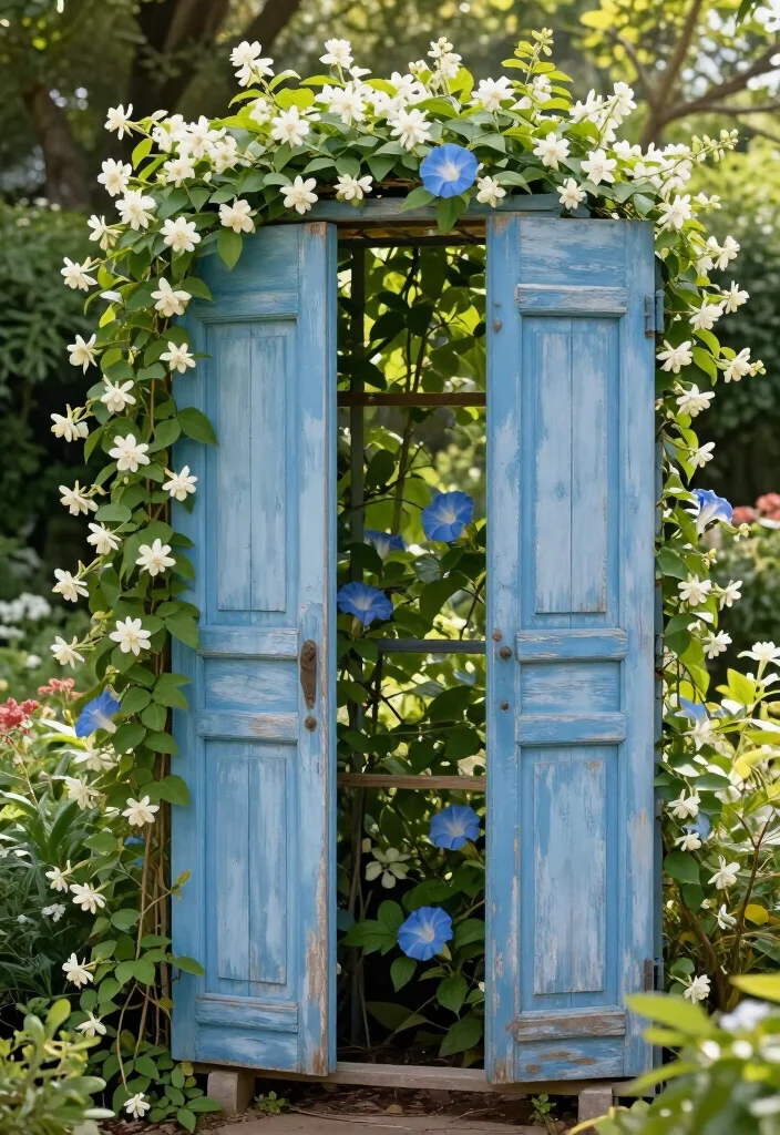 19 Old Shutter Outdoor Decor Ideas That'll Transform Your Space into a Charming Retreat! - 4. Shutter Garden Trellis 1