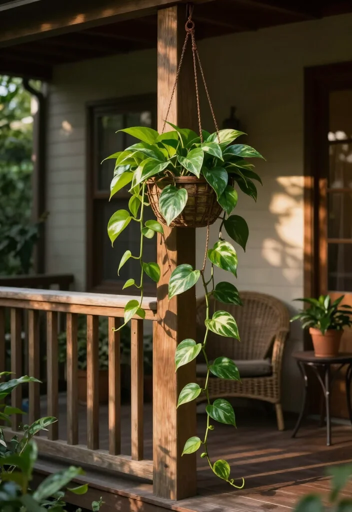 19 Stunning Plants That Thrive on a Shady Porch: Beautiful Ideas for Low-Light Spaces 29 19 Plants That Thrive on a Shady Porch: Beautiful Ideas for Low-Light Spaces - 8. Pothos for Easy Trailing Greenery 1