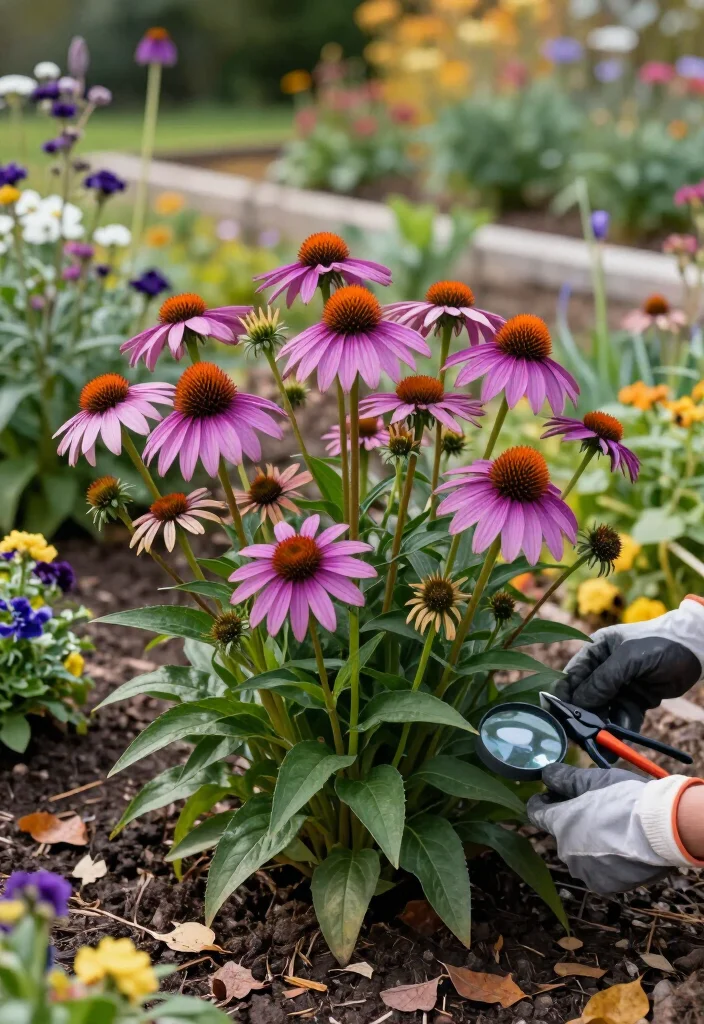 9 Things to Do for Your Coneflowers in September: Easy Fall Gardening Care 2 9 Things to Do for Your Coneflowers in September: Easy Fall Gardening Care - 1. Give Every Plant a Slow September Inspection 1