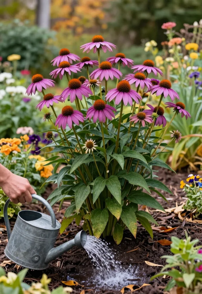9 Things to Do for Your Coneflowers in September: Easy Fall Gardening Care 4 9 Things to Do for Your Coneflowers in September: Easy Fall Gardening Care - 3. Water Deeply When September Rain Falls Short 1