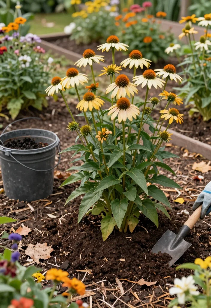 9 Things to Do for Your Coneflowers in September: Easy Fall Gardening Care 15 9 Things to Do for Your Coneflowers in September: Easy Fall Gardening Care - 4. Add a Thin Layer of Compost Without Overfeeding 1
