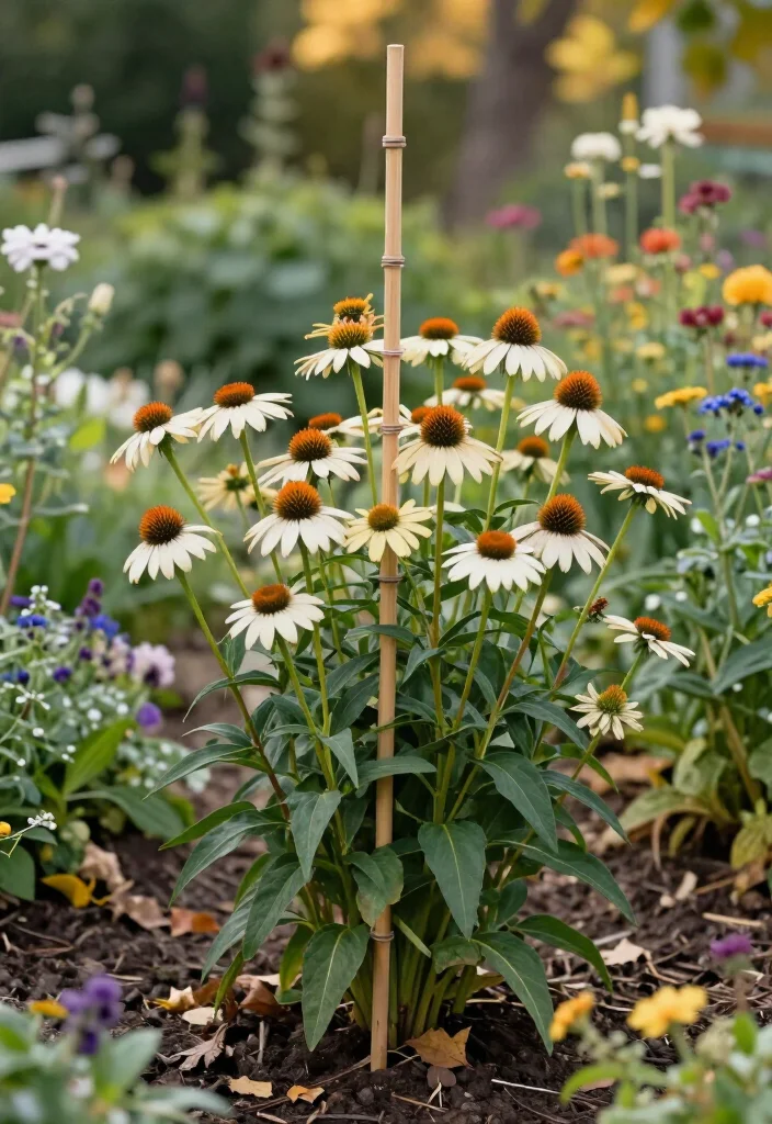 9 Things to Do for Your Coneflowers in September: Easy Fall Gardening Care 29 9 Things to Do for Your Coneflowers in September: Easy Fall Gardening Care - 6. Stake Floppy Stems Before Rain Pulls Them Down 1