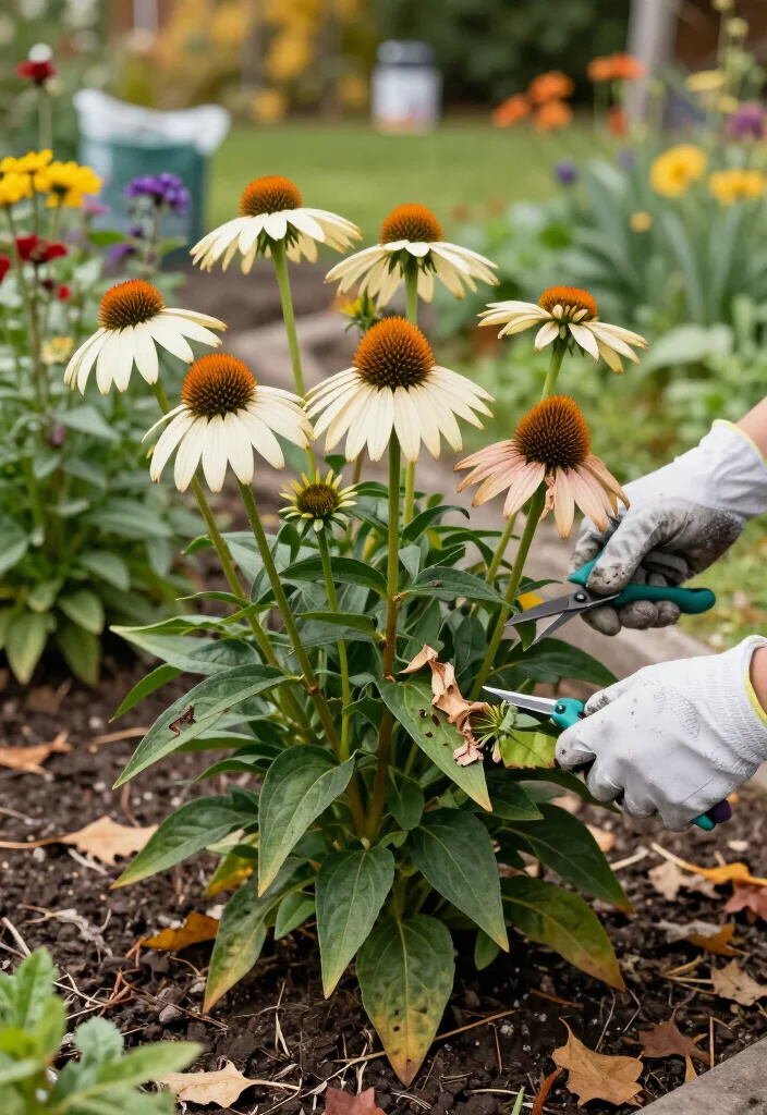 9 Things to Do for Your Coneflowers in September: Easy Fall Gardening Care 41 9 Things to Do for Your Coneflowers in September: Easy Fall Gardening Care - 8. Remove Diseased Debris and Check for Pests 1