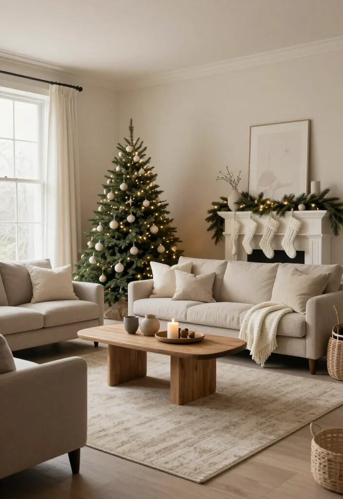 🔥 Elegant Neutral Christmas Living Room Style Ideas: 17 Cozy Ways to Decorate 2 🔥 Elegant Neutral Christmas Living Room Style Ideas: 17 Cozy Ways to Decorate - 1. Begin With an Ivory and Beige Foundation 1