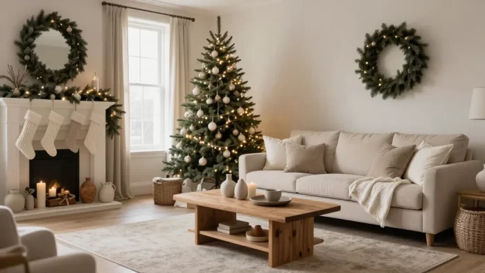 Elegant Neutral Christmas Living Room Style Ideas 17 Cozy Ways to Decorate