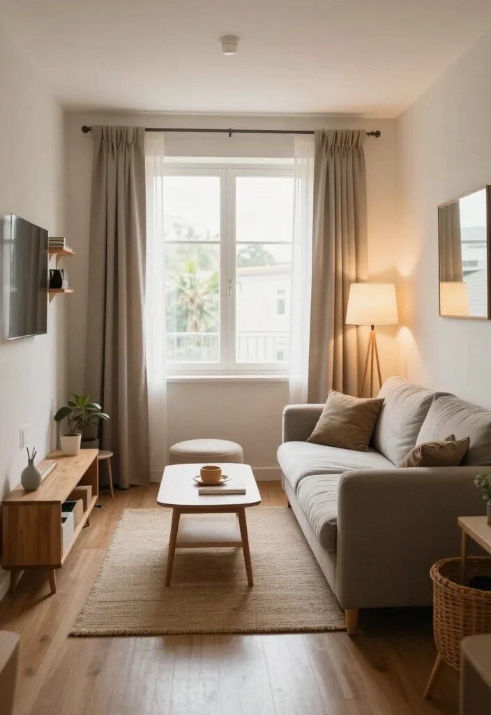 Sofa Too Big for Your Room? 15 Small Living Room Layout Tricks That Make Space Feel Instantly Bigger! - 14. Hang Curtains High and Keep the Window Clear 1
