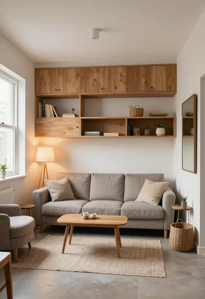 Sofa Too Big for Your Room? 15 Small Living Room Layout Tricks That Make Space Feel Instantly Bigger! - 8. Move Storage Up the Wall 1