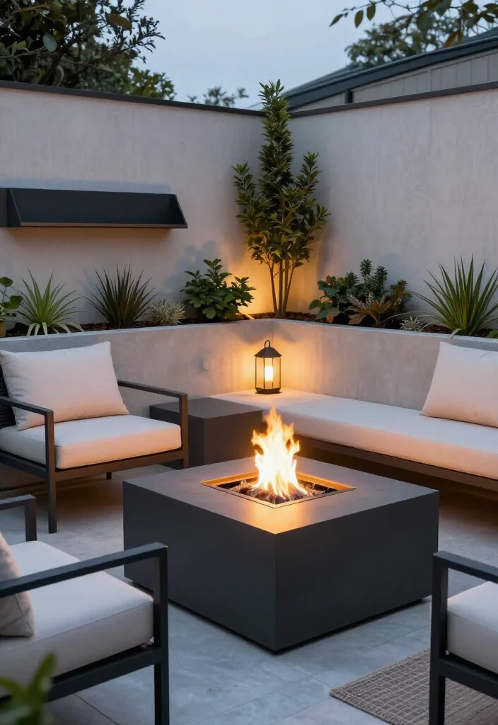 Stunning Modern Firepit Ideas: 17 Stylish Backyard Designs for Cozy Evenings - 13. Compact Patio Firepit for Small Backyards 1
