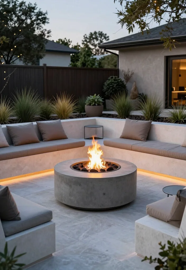 Stunning Modern Firepit Ideas: 17 Stylish Backyard Designs for Cozy Evenings - 2. Sunken Conversation Pit with Built-In Seating 1