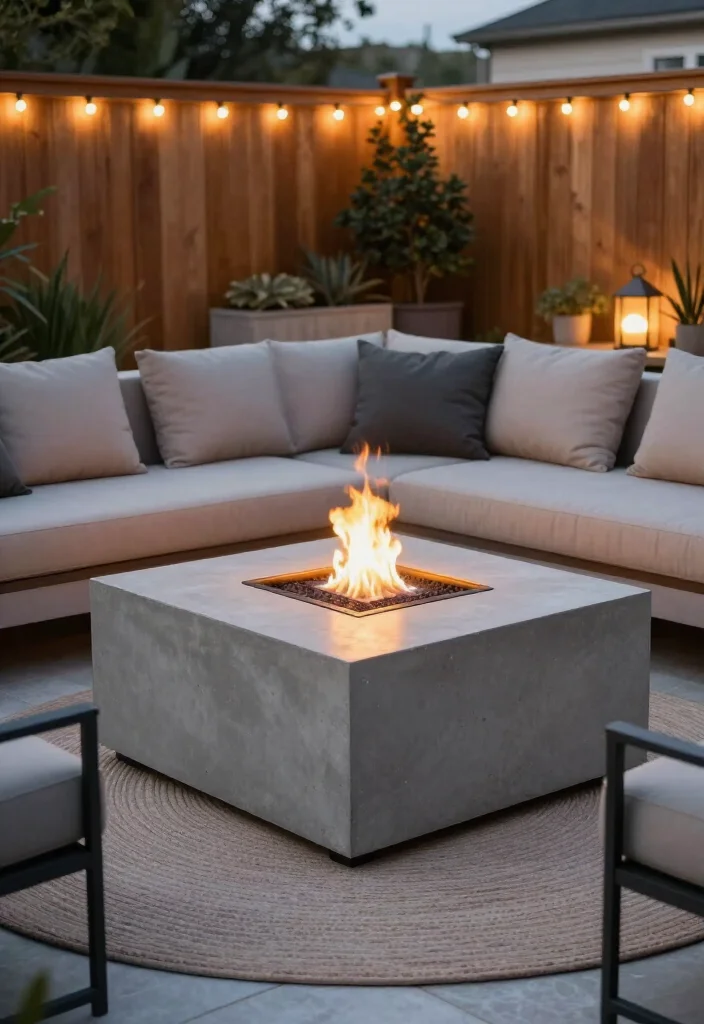 Stunning Modern Firepit Ideas: 17 Stylish Backyard Designs for Cozy Evenings - 4. Square Fire Table That Doubles as a Coffee Table 1