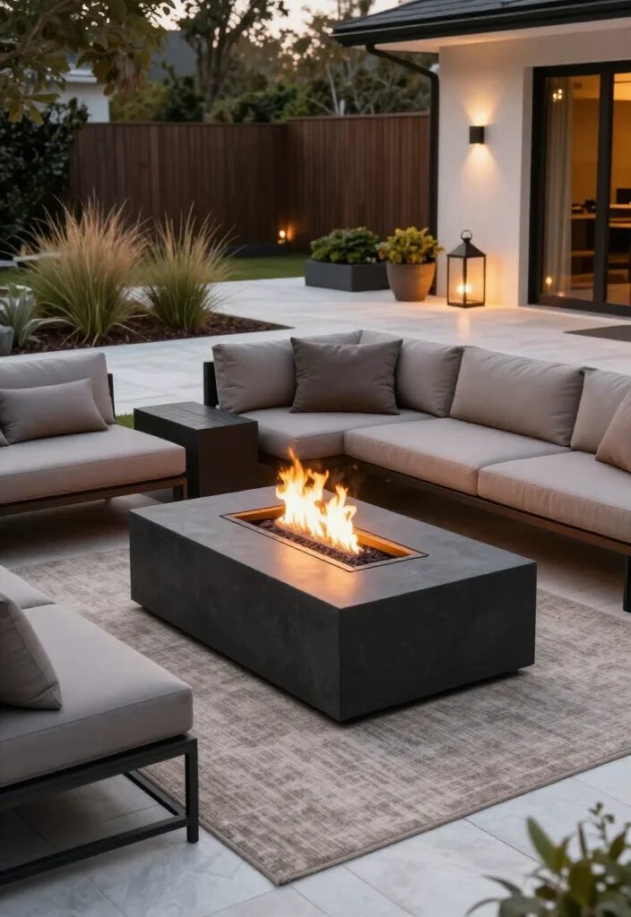 Stunning Modern Firepit Ideas: 17 Stylish Backyard Designs for Cozy Evenings - 8. Modular Firepit and Sectional for Flexible Hosting 1