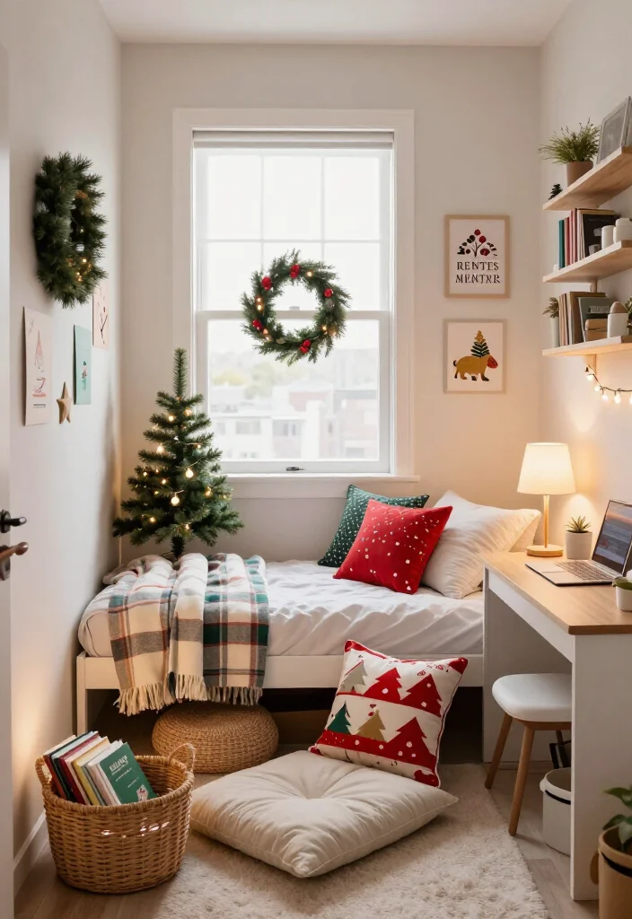 10 Cheerful Christmas Room Decor Ideas for Teens and Dorm Rooms - 10. Finish With a Cozy Christmas Reading Nook 1
