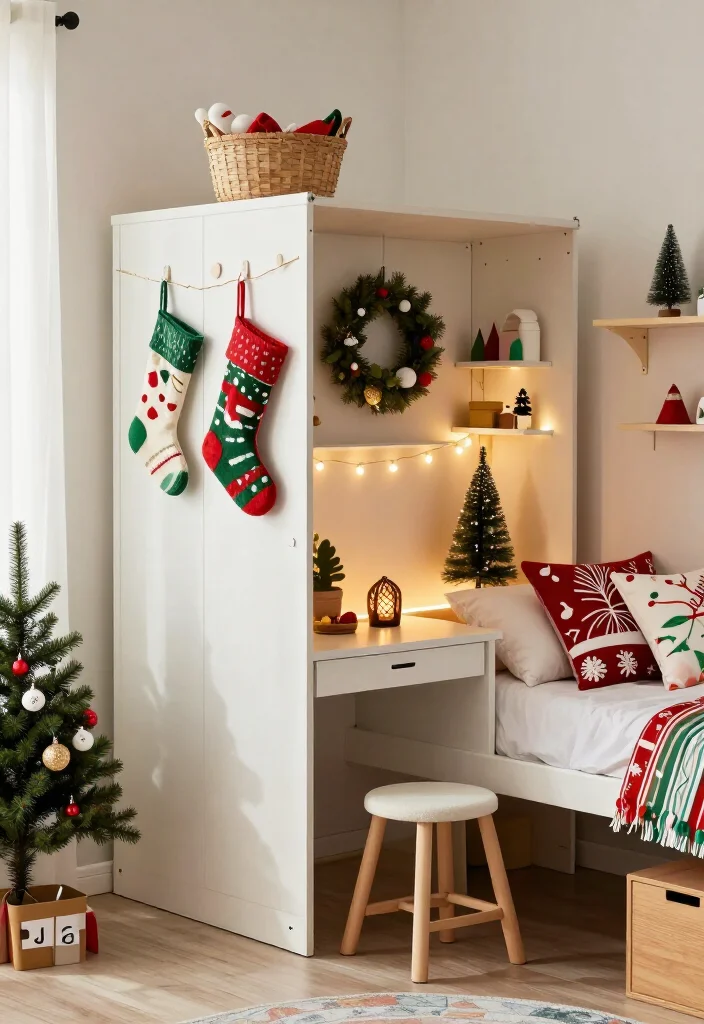 10 Cheerful Christmas Room Decor Ideas for Teens and Dorm Rooms - 6. Hang a Stocking Station on the Door or Wall 1