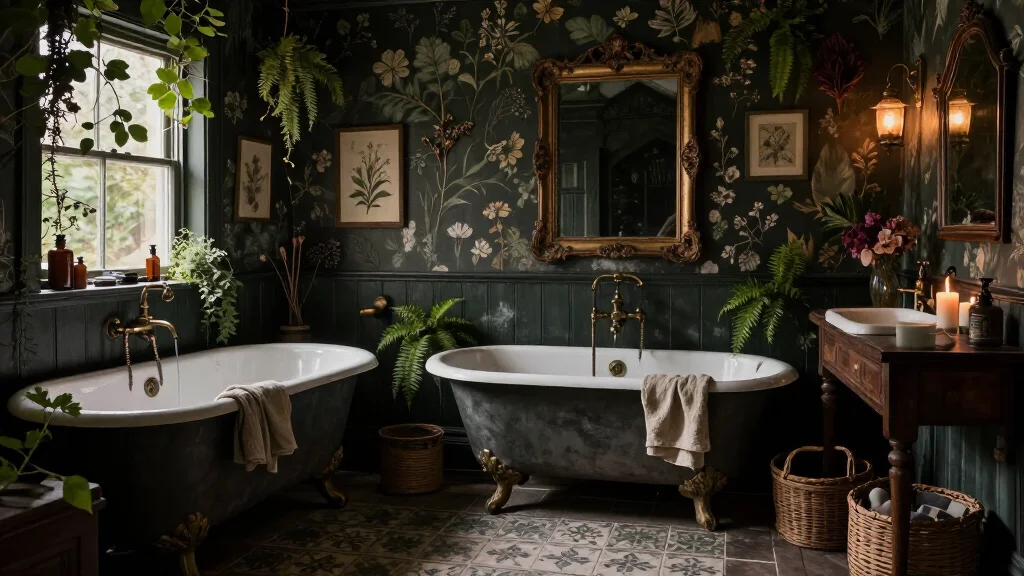 13 Enchanting Dark Cottagecore Bathroom Ideas That Feel Like a Secret Forest Hideaway