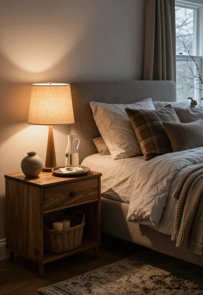 13 Snug, Cozy Master Bedroom Decor Ideas for the Colder Months - 11. Style the Nightstands With Calm, Useful Details 1