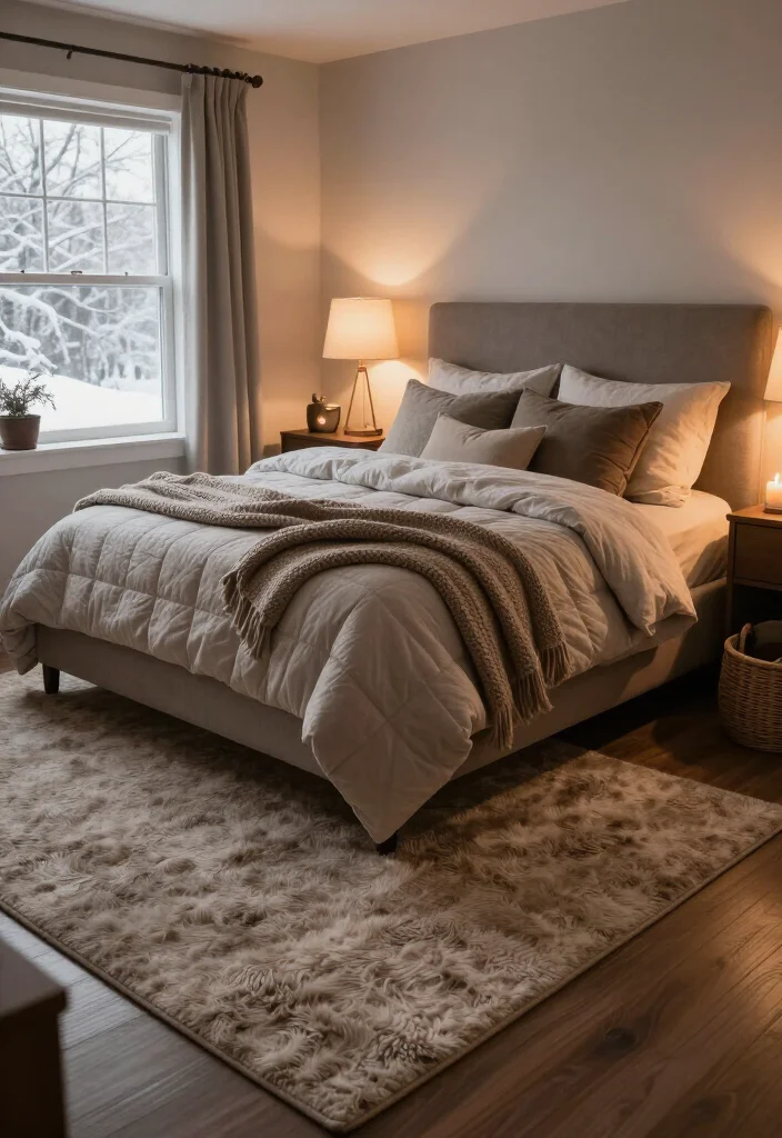 13 Snug, Cozy Master Bedroom Decor Ideas for the Colder Months - 2. Warm the Floor With a Soft Wool Rug 1