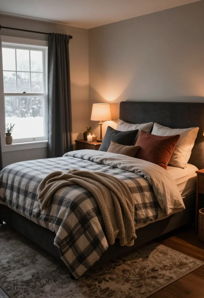 13 Snug, Cozy Master Bedroom Decor Ideas for the Colder Months - 3. Add Flannel Bedding for a Classic Winter Feel 1