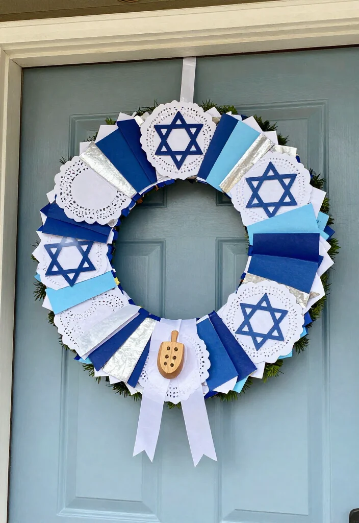 15 Dazzling Hanukkah Wreath Ideas That Will Make Your Front Door Shine All Eight Nights! - 6. Paper Doily Wreath for a Pretty Budget DIY 1