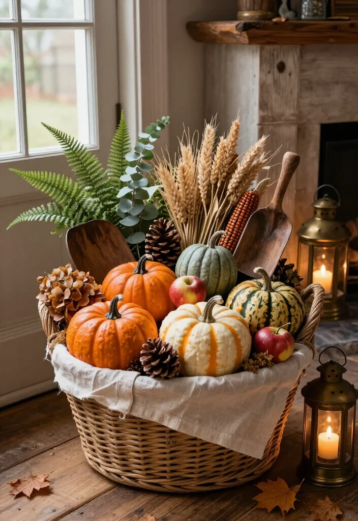 15 Enchanting Cottagecore Halloween Decor Ideas That'll Make Your Home Feel Like a Witch's Cozy Cottage 44 15 Enchanting Cottagecore Halloween Decor Ideas That'll Make Your Home Feel Like a Witch's Cozy Cottage - 11. Transform a Woven Basket into a Harvest Display 1