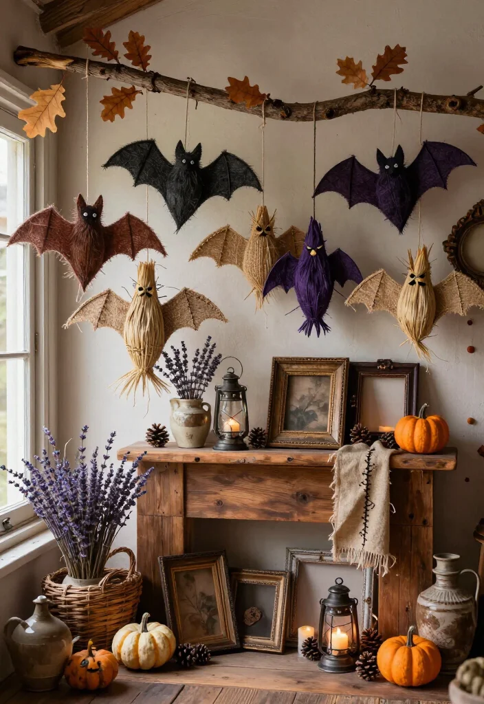 15 Enchanting Cottagecore Halloween Decor Ideas That'll Make Your Home Feel Like a Witch's Cozy Cottage 48 15 Enchanting Cottagecore Halloween Decor Ideas That'll Make Your Home Feel Like a Witch's Cozy Cottage - 13. Sew Little Corn-Husk and Burlap Bats 1