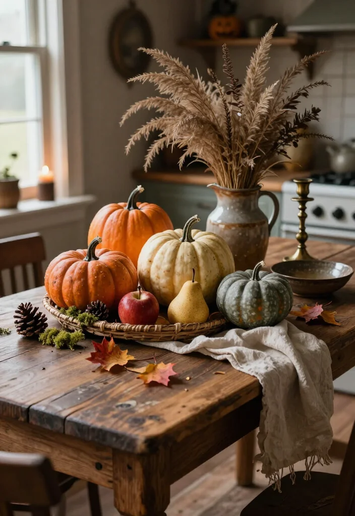 15 Enchanting Cottagecore Halloween Decor Ideas That'll Make Your Home Feel Like a Witch's Cozy Cottage 25 15 Enchanting Cottagecore Halloween Decor Ideas That'll Make Your Home Feel Like a Witch's Cozy Cottage - 4. Create a Pumpkin and Apple Tabletop Still Life 1