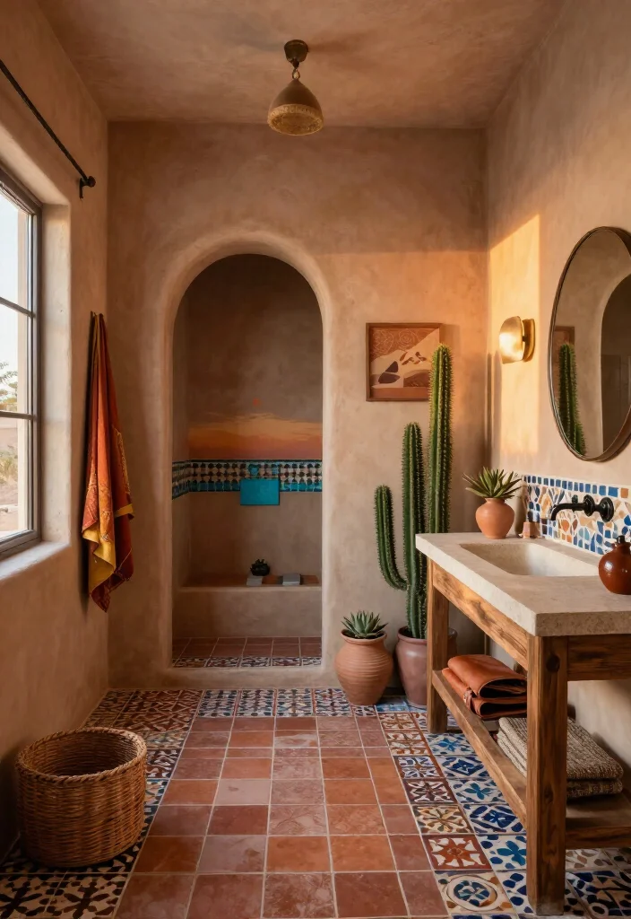 15 Gorgeous Southwestern Bathroom Ideas That’ll Make Your Space Feel Like a Desert Retreat (Wait Until You See #8!) - 5. Build a Desert Sunset Color Palette 1