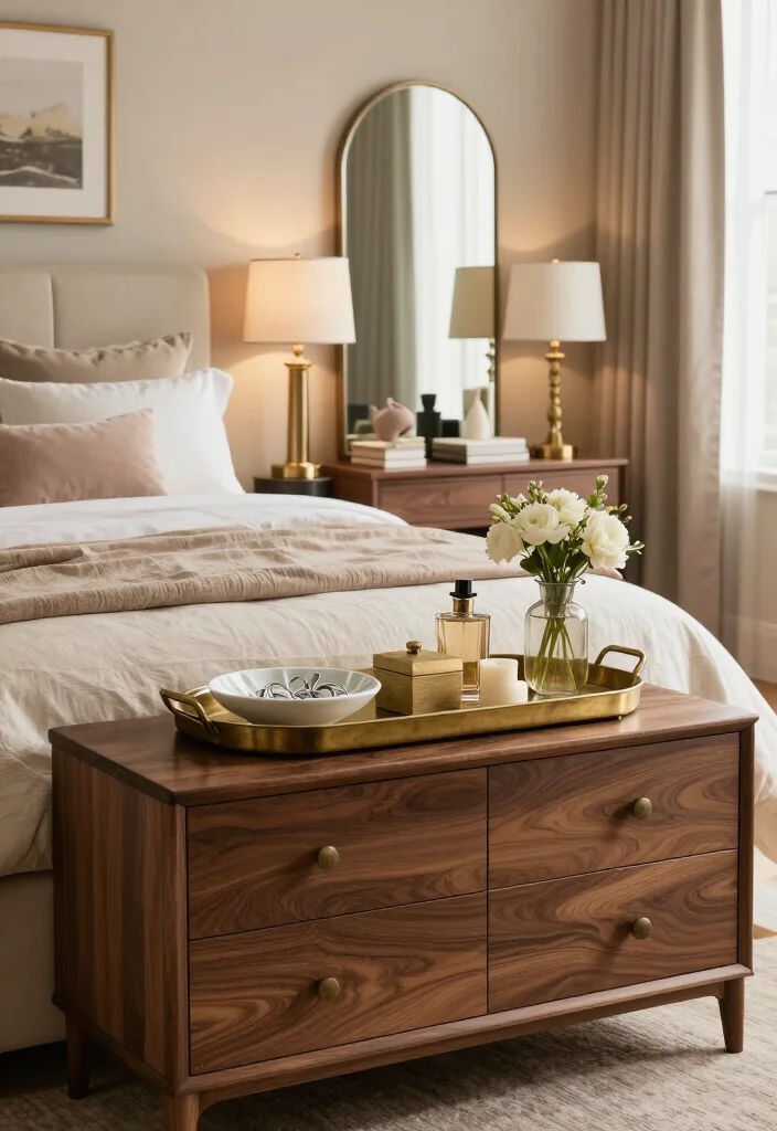 15 Grown Woman Bedroom Decor Ideas That’ll Make Your Space Feel Instantly More Elegant - 13. Style the Dresser With a Useful Decorative Tray 1